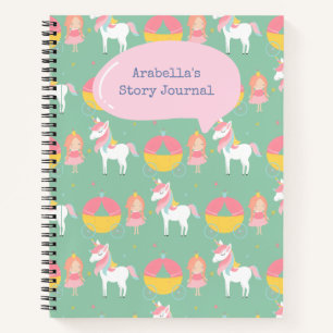 Green Princess Unicorn Girl's Write & Draw Story Notitieboek