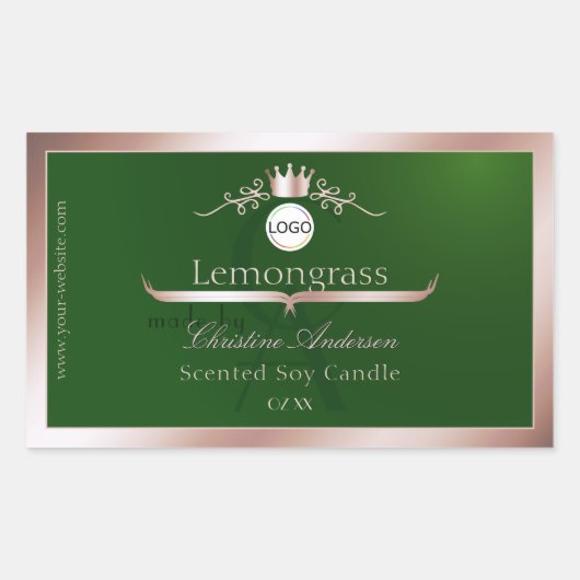 Green Product Label Rose Gold Frame Logo Monogram (Voorkant)