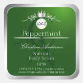 Green Product Label Silver Frame Logo and Monogram (Voorkant)