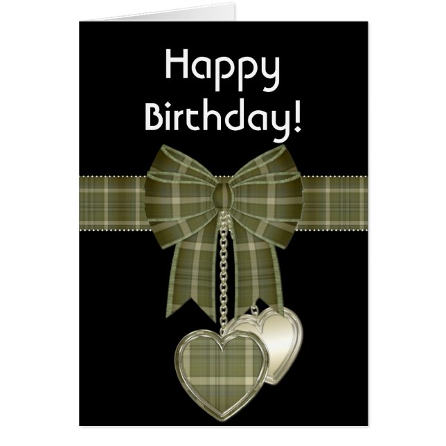 Green Pset Bow Happy March Birthday Kaart (Voorkant)