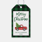 Green Pset Brush Script Kerstmis  Truck Cadeaulabel (Voorkant)