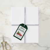 Green Pset Brush Script Kerstmis  Truck Cadeaulabel (Met Touw)