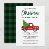 Green Pset Brush Script Truck Kerstparty Kaart (Voorkant / Achterkant)