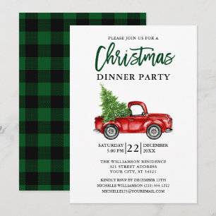 Green Pset Brush Script Truck Kerstparty Kaart