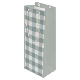 Green Pset Country Farmhouse Gingham Simple Wijn Cadeautas