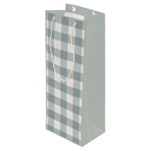 Green Pset Country Farmhouse Gingham Simple Wijn Cadeautas