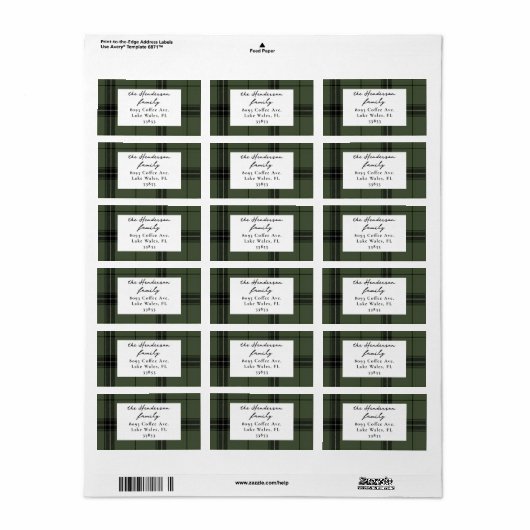 Green Pset Custom Two Horizontal Photo Kerstmis Etiket (Full Sheet)