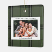 Green Pset Custom Two Horizontal Photo Kerstmis Keramisch Ornament (Links)