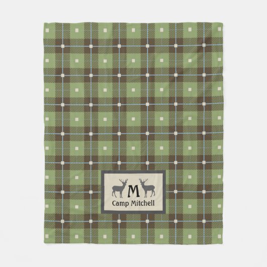 Green Pset Deer Cabin Fleece Deken (Voorkant)