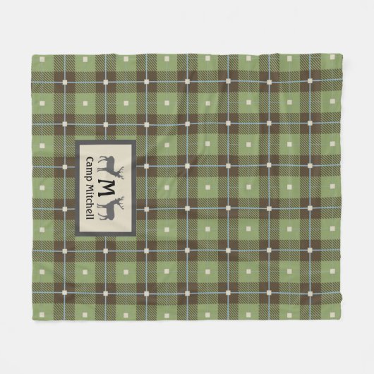 Green Pset Deer Cabin Fleece Deken (Voorkant (Horizontaal))