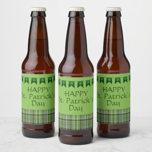 Green Pset Flags Happy St Patrick's Day Bier Etiket (Flessen)