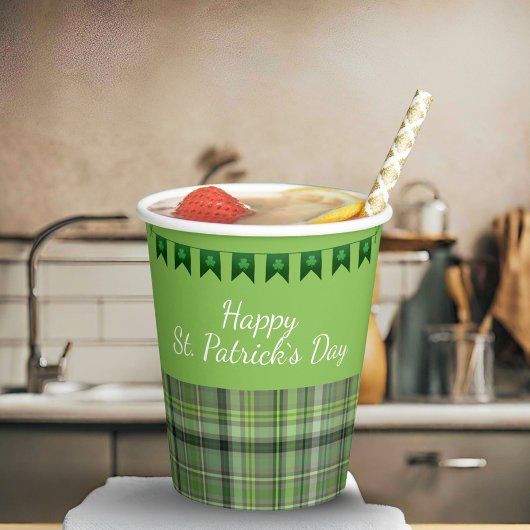 Green Pset Flags Happy St Patrick's Day Papieren Bekers
