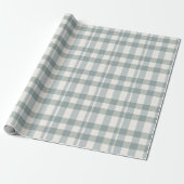 Green Pset Gingham Country Farmhouse Simple Cadeaupapier (Uitgerold)