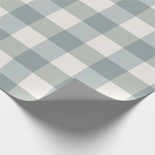 Green Pset Gingham Country Farmhouse Simple Cadeaupapier (Hoek)