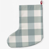 Green Pset Gingham Country Farmhouse Simple Grote Kerstsok (Achterkant)