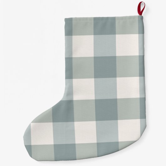 Green Pset Gingham Country Farmhouse Simple Grote Kerstsok (Achterkant)