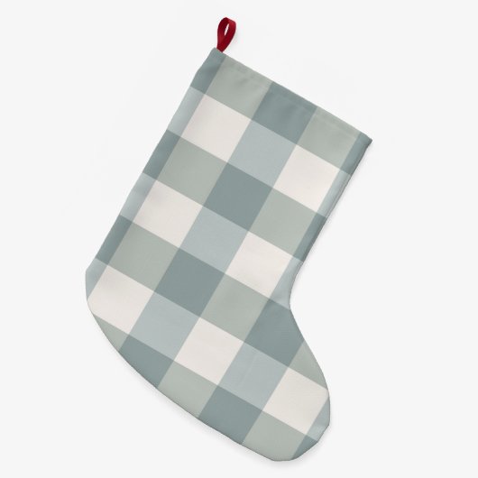 Green Pset Gingham Country Farmhouse Simple Grote Kerstsok (Voorkant (Hangend))