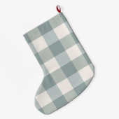 Green Pset Gingham Country Farmhouse Simple Grote Kerstsok (Achterkant (Hangend))