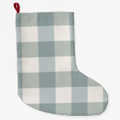 Green Pset Gingham Country Farmhouse Simple Grote Kerstsok (Voorkant)