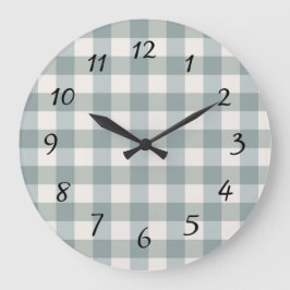 Green Pset Gingham Country Farmhouse Simple Grote Klok