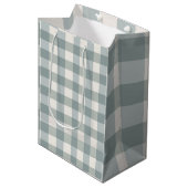 Green Pset Gingham Country Farmhouse Simple Medium Cadeauzakje (Voorkant Gekanteld)