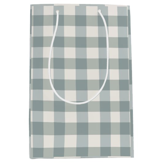 Green Pset Gingham Country Farmhouse Simple Medium Cadeauzakje (Voorkant)