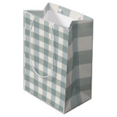Green Pset Gingham Country Farmhouse Simple Medium Cadeauzakje (Achterkant Gekanteld)