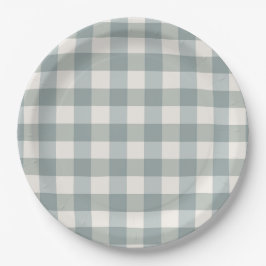 Green Pset Gingham Country Farmhouse Simple Papieren Bordje