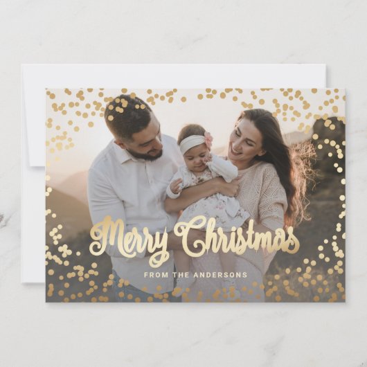 Green Pset Gold Foil-fotokerstkaarten Feestdagenkaart (Voorkant)