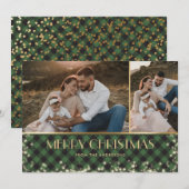Green Pset Gold Photo Sparkly Merry kerst Feestdagenkaart (Voorkant / Achterkant)