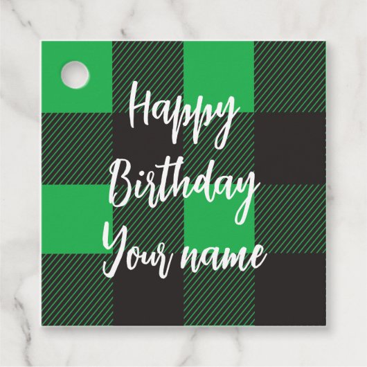 Green Pset Happy Birthday Bedankjes Labels (Voorkant)