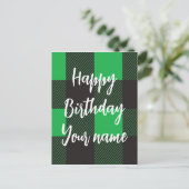 Green Pset Happy Birthday Briefkaart (Staand voorkant)