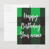Green Pset Happy Birthday Briefkaart (Voorkant / Achterkant)