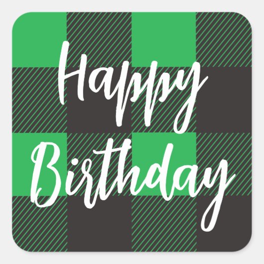 Green Pset Happy Birthday Vierkante Sticker (Voorkant)