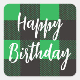 Green Pset Happy Birthday Vierkante Sticker