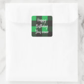 Green Pset Happy Birthday Vierkante Sticker (Tas)
