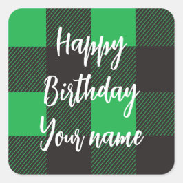 Green Pset Happy Birthday Vierkante Sticker
