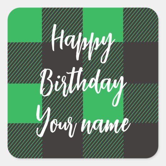 Green Pset Happy Birthday Vierkante Sticker (Voorkant)