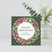 Green Pset Kerstmis met Snow Corporate Feestdagenkaart (Staand voorkant)