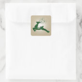 Green Pset-kerstrenrendiertje Vierkante Sticker (Tas)