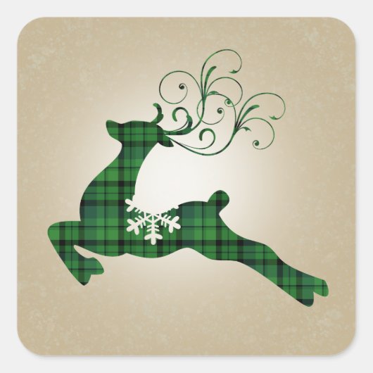 Green Pset-kerstrenrendiertje Vierkante Sticker (Voorkant)