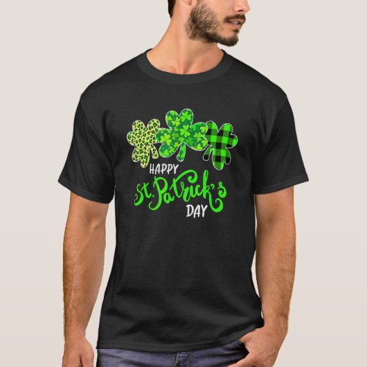 Green Pset Leopard Shamrock St Patrick's Day Iris T-shirt (Voorkant)