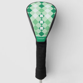 Green Pset Lucky Clovers Shamrock met naam Golfheadcover