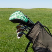 Green Pset Lucky Clovers Shamrock met naam Golfheadcover (Insitu)