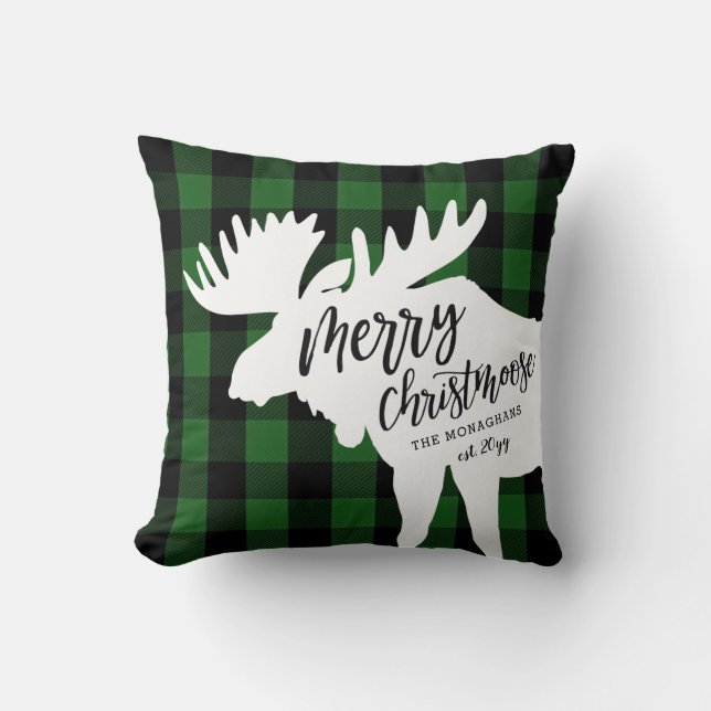 Green Pset Merry Christmoose Personalized Kussen (Voorkant)