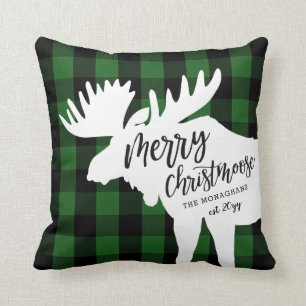 Green Pset Merry Christmoose Personalized Kussen
