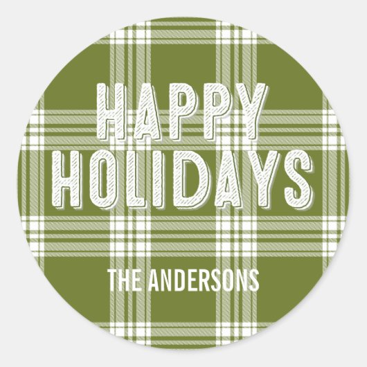 Green Pset met Kerstmis Prettige feestdagen Sticke Ronde Sticker (Voorkant)