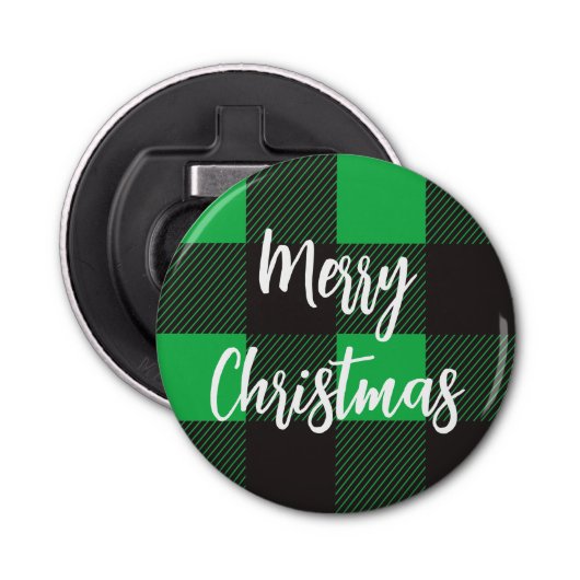 Green Pset Pattern Merry Kerstry Button Flesopener (Voorkant)