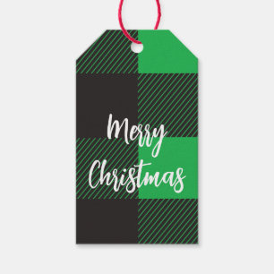 Green Pset Pattern Merry Kerstry Cadeaulabel