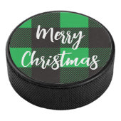 Green Pset Pattern Merry Kerstry Hockey Puck (3/4)